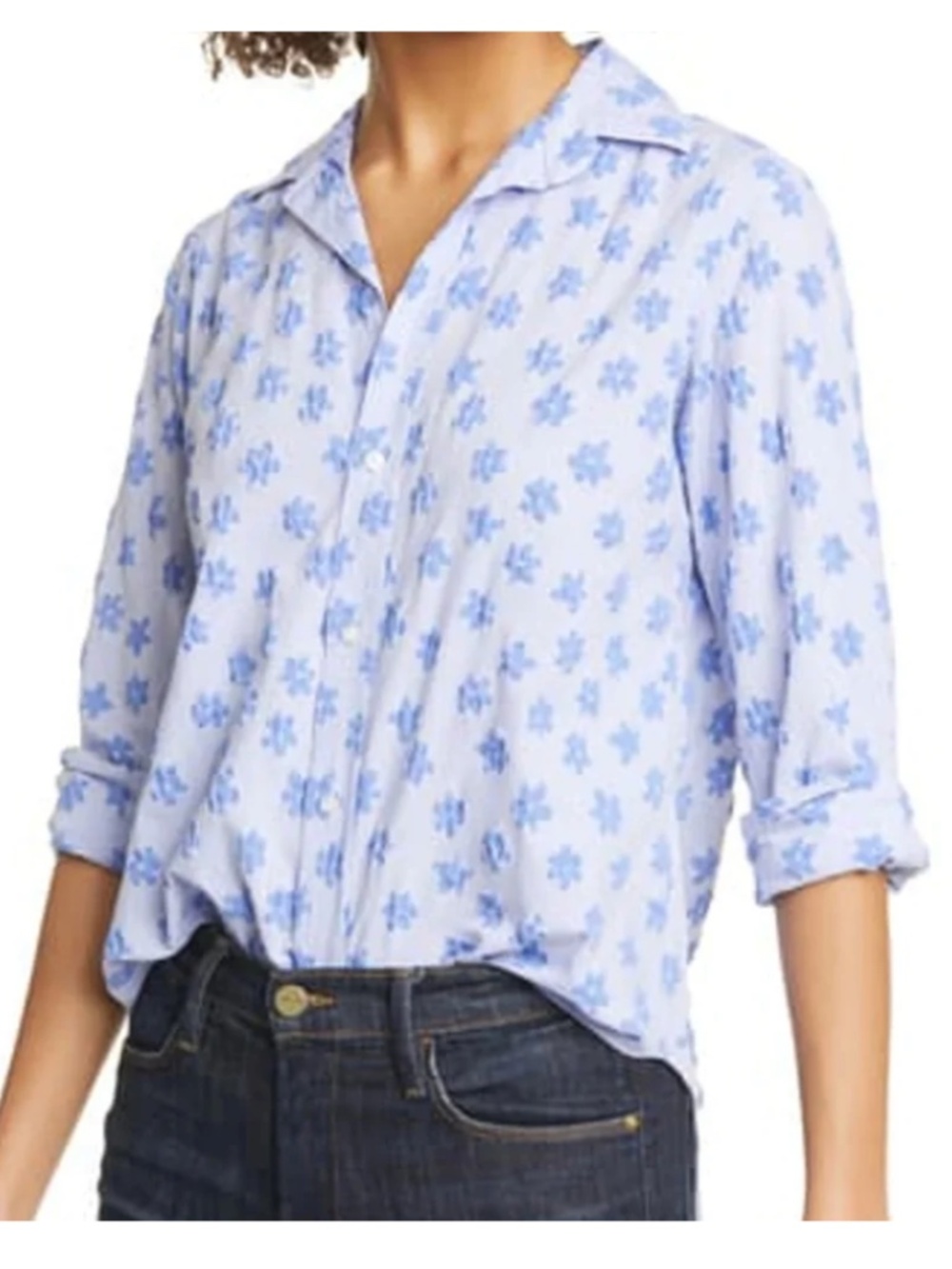 Frank & Eileen Blue Floral Long Sleeves Button Down Shirt Small